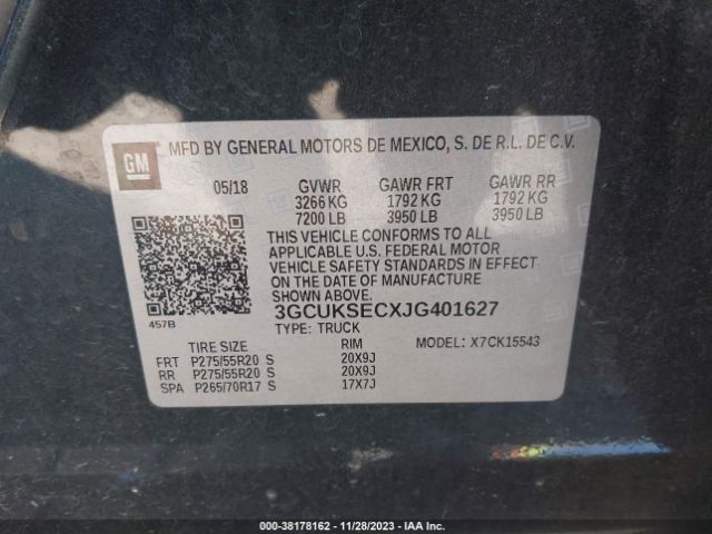 Photo 8 VIN: 3GCUKSECXJG401627 - CHEVROLET SILVERADO 