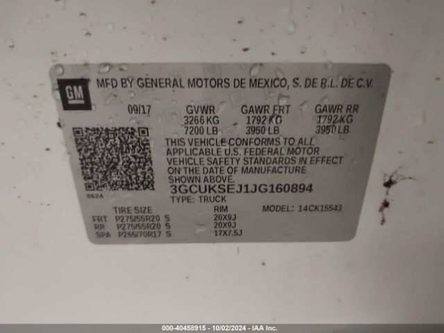 Photo 8 VIN: 3GCUKSEJ1JG160894 - CHEVROLET SILVERADO 