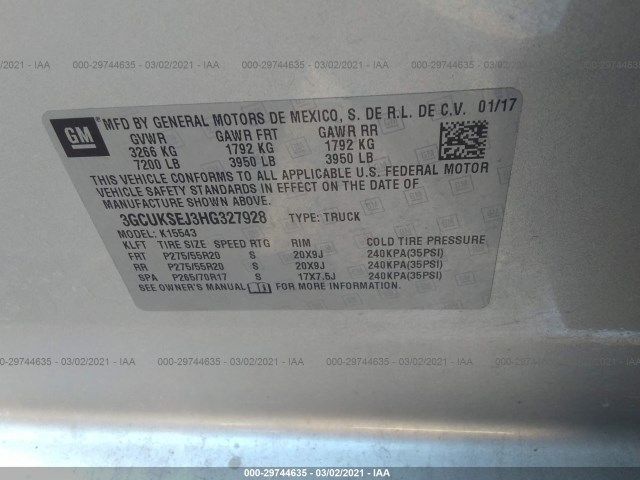 Photo 8 VIN: 3GCUKSEJ3HG327928 - CHEVROLET SILVERADO 1500 