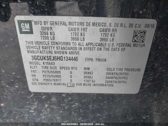 Photo 8 VIN: 3GCUKSEJ6HG134446 - CHEVROLET SILVERADO 