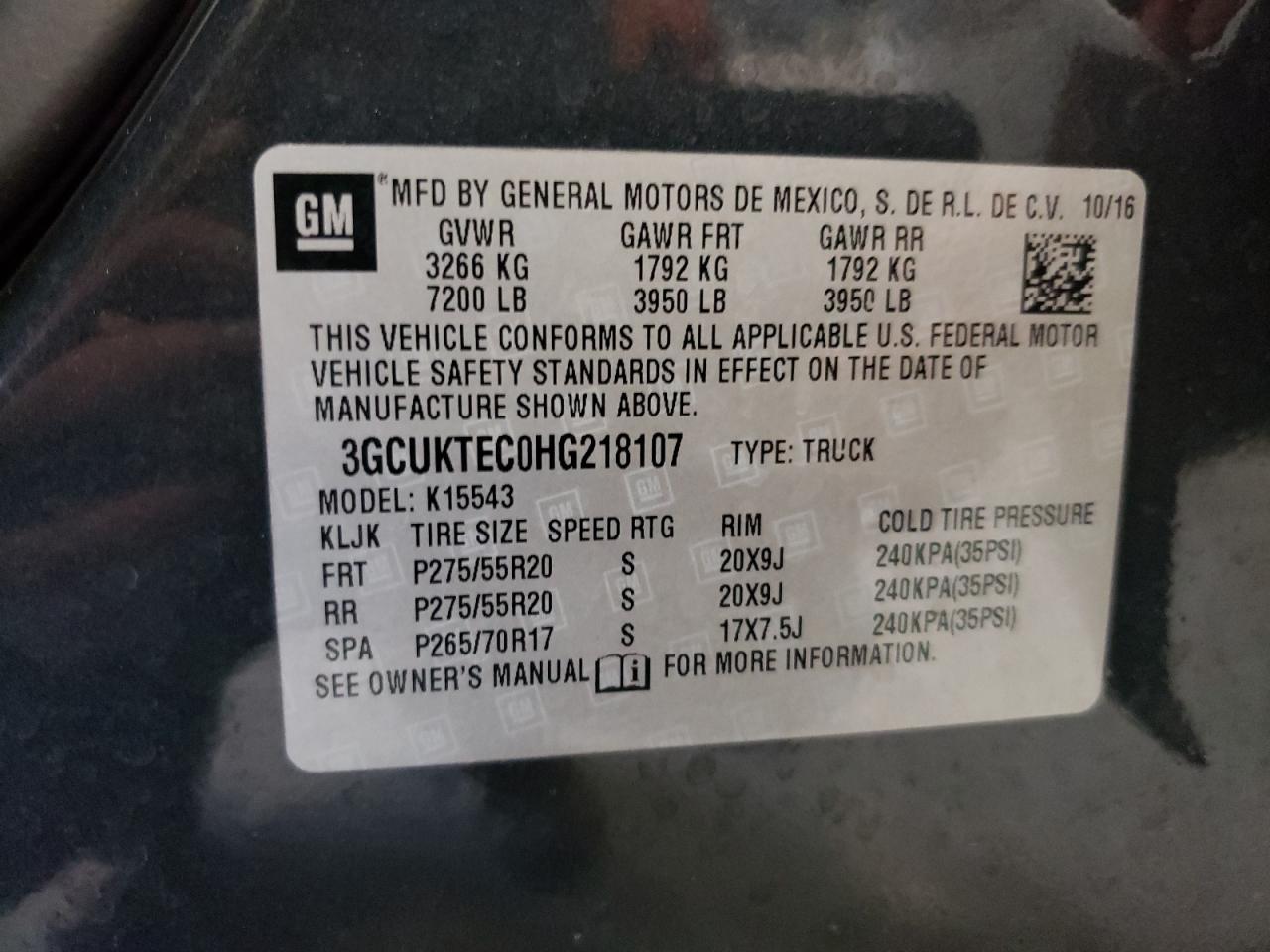 Photo 11 VIN: 3GCUKTEC0HG218107 - CHEVROLET SILVERADO 