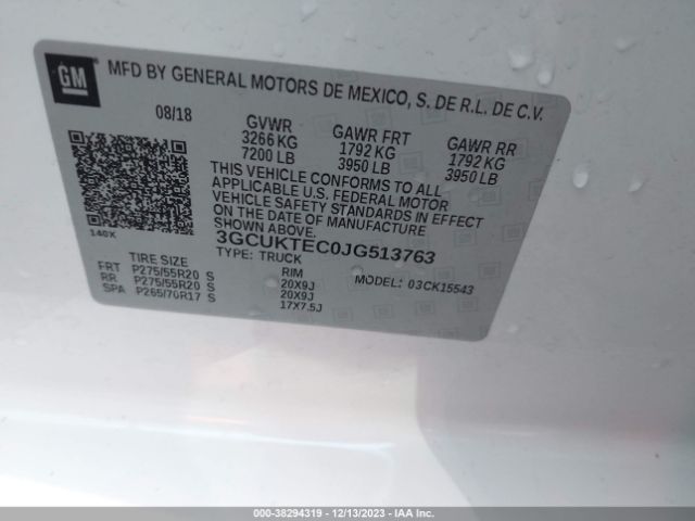 Photo 8 VIN: 3GCUKTEC0JG513763 - CHEVROLET SILVERADO 1500 