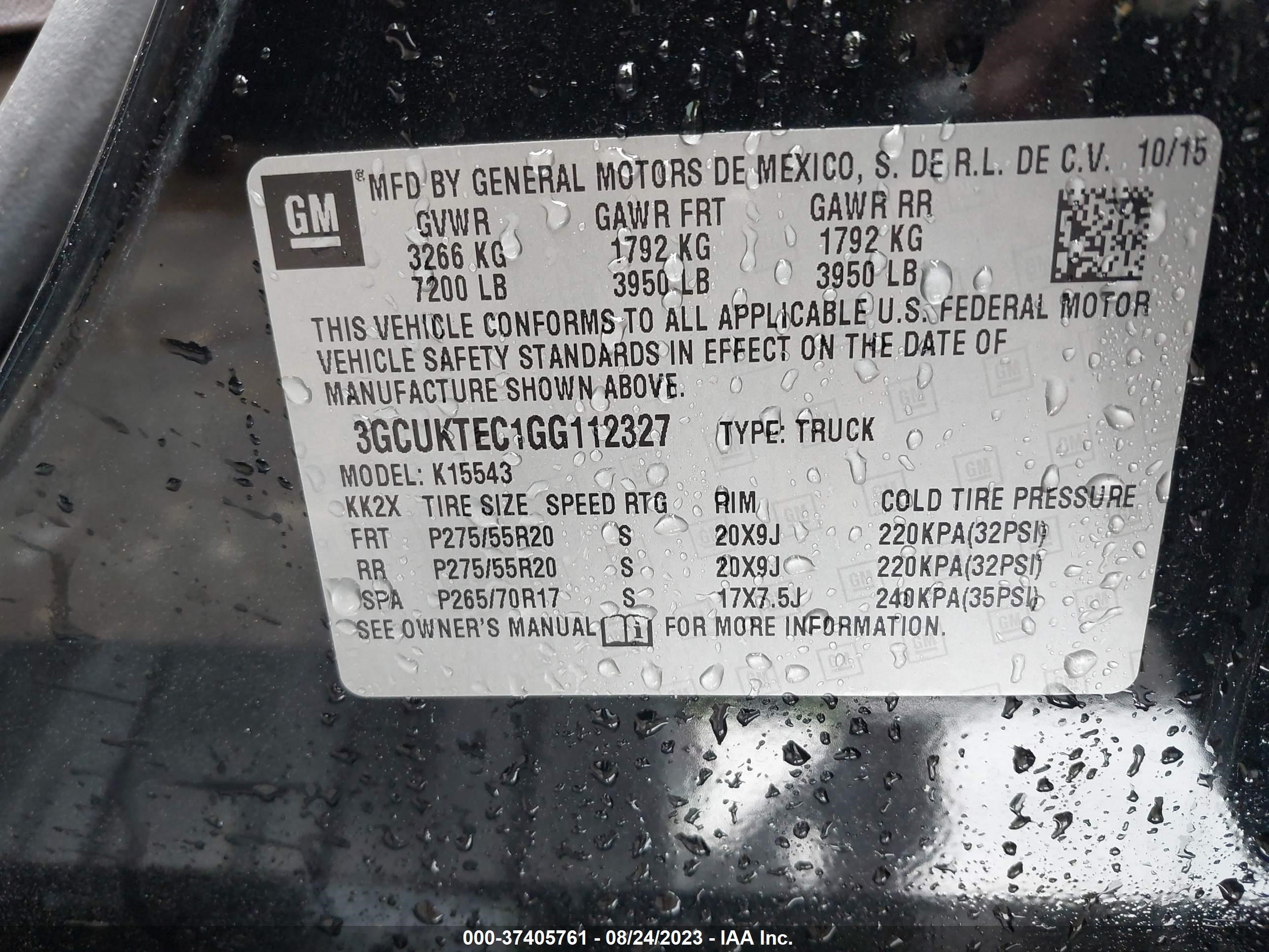 Photo 8 VIN: 3GCUKTEC1GG112327 - CHEVROLET SILVERADO 