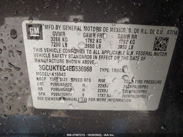 Photo 8 VIN: 3GCUKTEC4EG536968 - CHEVROLET SILVERADO 1500 