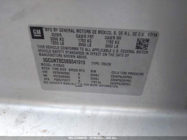 Photo 8 VIN: 3GCUKTEC5EG541919 - CHEVROLET SILVERADO 1500 