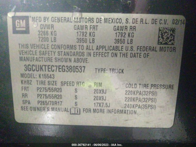 Photo 8 VIN: 3GCUKTEC7EG380537 - CHEVROLET SILVERADO 1500 