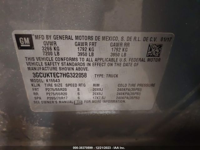 Photo 8 VIN: 3GCUKTEC7HG322058 - CHEVROLET SILVERADO 1500 