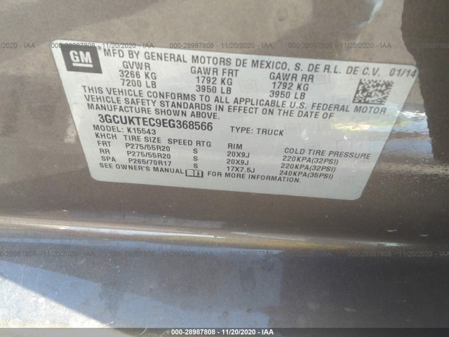 Photo 8 VIN: 3GCUKTEC9EG368566 - CHEVROLET SILVERADO 1500 