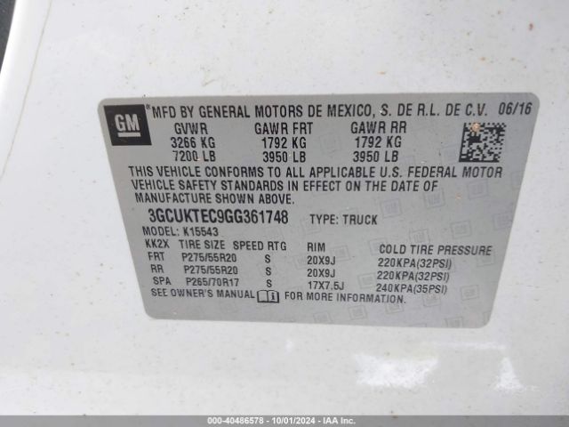 Photo 8 VIN: 3GCUKTEC9GG361748 - CHEVROLET SILVERADO 