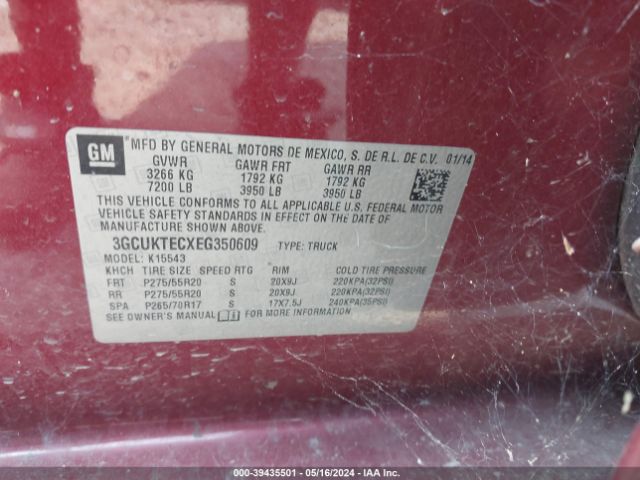 Photo 8 VIN: 3GCUKTECXEG350609 - CHEVROLET SILVERADO 1500 