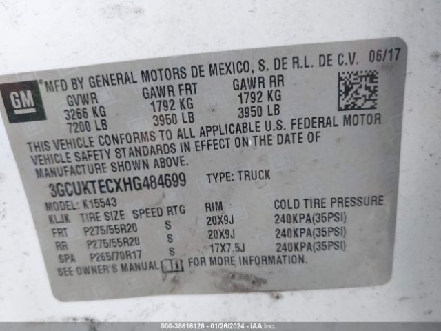 Photo 8 VIN: 3GCUKTECXHG484699 - CHEVROLET SILVERADO 1500 