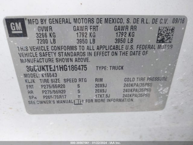 Photo 8 VIN: 3GCUKTEJ1HG186475 - CHEVROLET SILVERADO 1500 