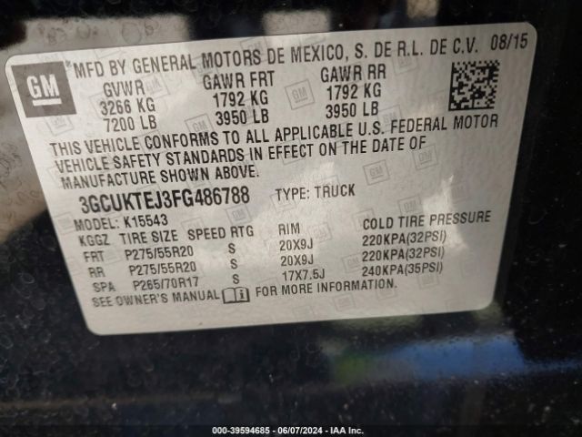 Photo 8 VIN: 3GCUKTEJ3FG486788 - CHEVROLET SILVERADO 