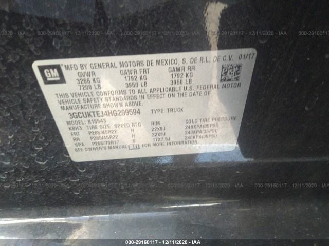 Photo 8 VIN: 3GCUKTEJ4HG299594 - CHEVROLET SILVERADO 1500 