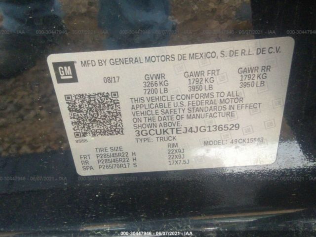 Photo 8 VIN: 3GCUKTEJ4JG136529 - CHEVROLET SILVERADO 1500 