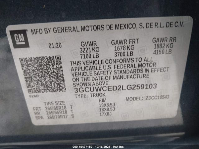 Photo 8 VIN: 3GCUWCED2LG259103 - CHEVROLET SILVERADO 