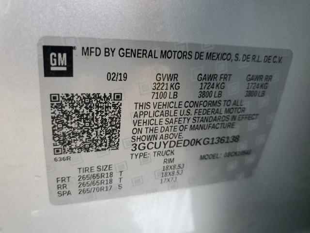 Photo 12 VIN: 3GCUYDED0KG136138 - CHEVROLET SILVERADO 