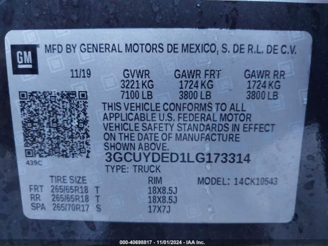 Photo 8 VIN: 3GCUYDED1LG173314 - CHEVROLET SILVERADO 