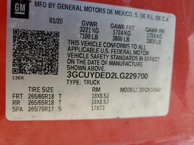 Photo 11 VIN: 3GCUYDED2LG229700 - CHEVROLET SILVERADO 