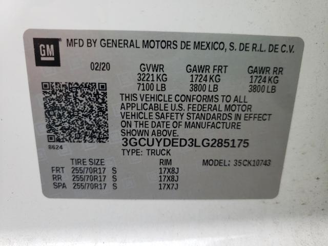 Photo 9 VIN: 3GCUYDED3LG285175 - CHEVROLET SILVERADO 