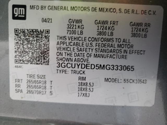 Photo 9 VIN: 3GCUYDED5MG333065 - CHEVROLET SILVERADO 