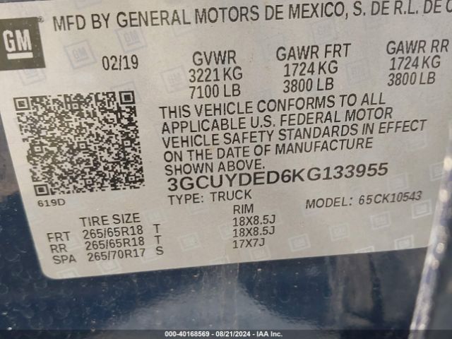 Photo 8 VIN: 3GCUYDED6KG133955 - CHEVROLET SILVERADO 