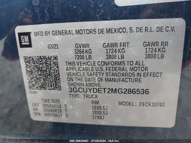 Photo 8 VIN: 3GCUYDET2MG286536 - CHEVROLET SILVERADO 