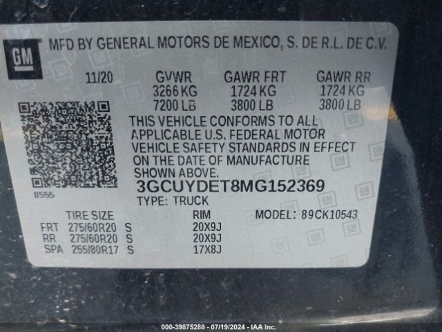 Photo 8 VIN: 3GCUYDET8MG152369 - CHEVROLET SILVERADO 