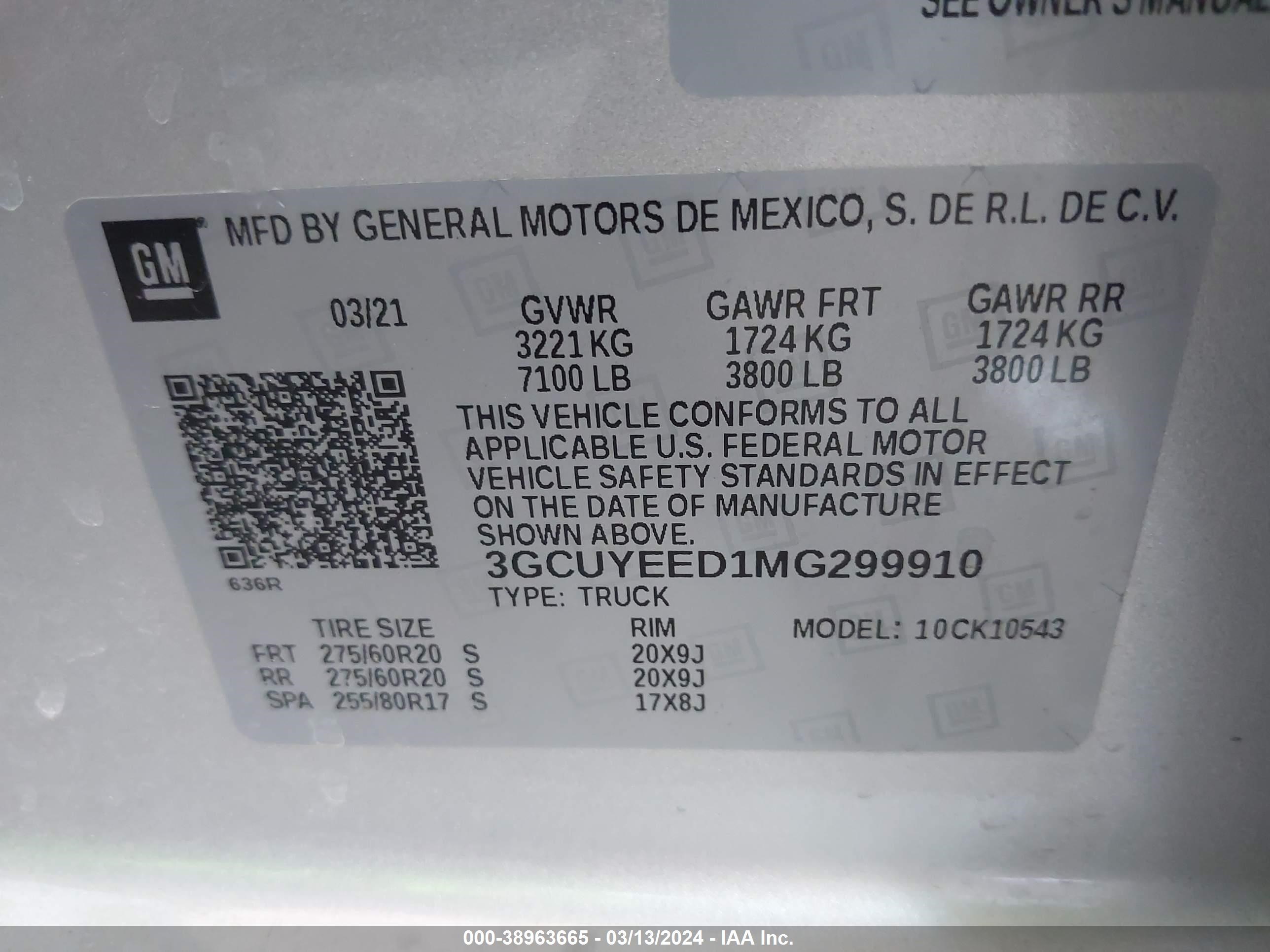 Photo 8 VIN: 3GCUYEED1MG299910 - CHEVROLET SILVERADO 