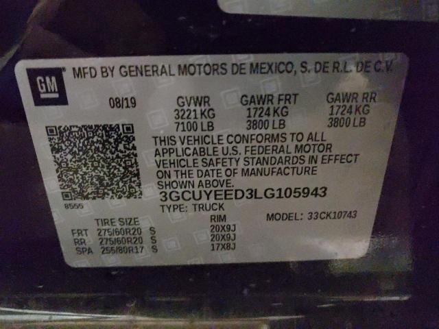 Photo 11 VIN: 3GCUYEED3LG105943 - CHEVROLET SILVERADO 