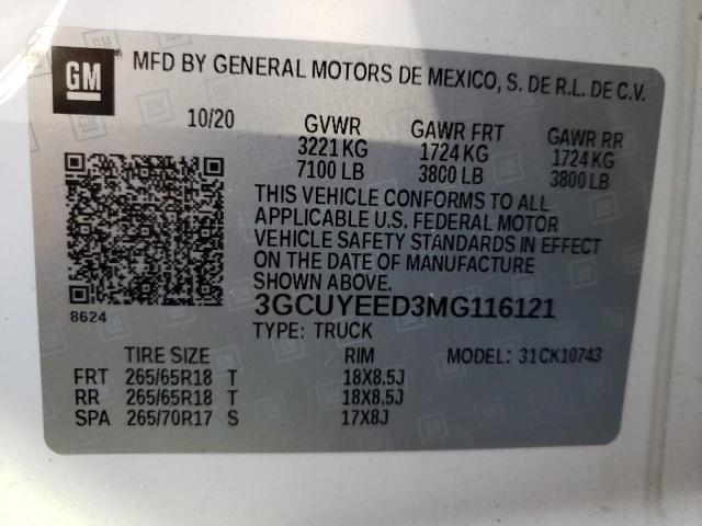 Photo 12 VIN: 3GCUYEED3MG116121 - CHEVROLET SILVERADO 