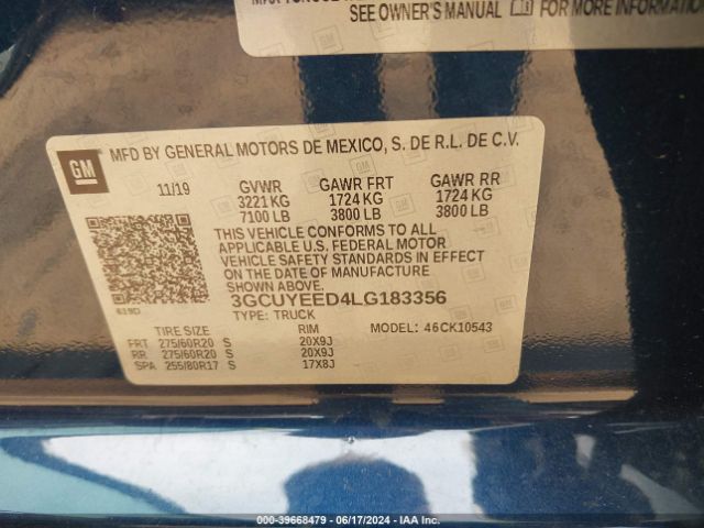 Photo 8 VIN: 3GCUYEED4LG183356 - CHEVROLET SILVERADO 