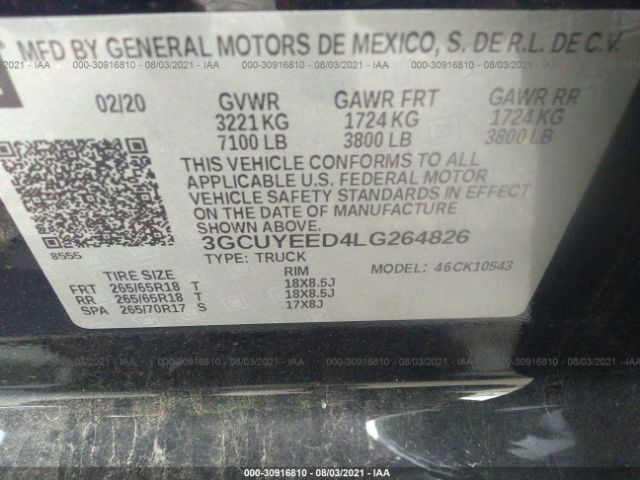 Photo 8 VIN: 3GCUYEED4LG264826 - CHEVROLET SILVERADO 1500 