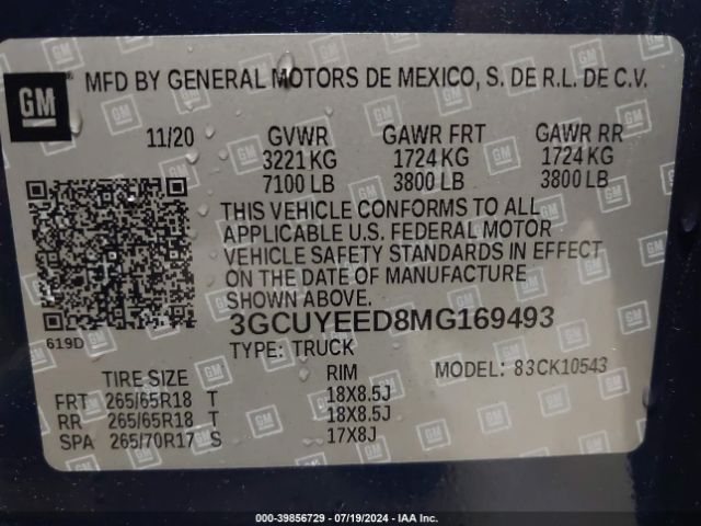 Photo 8 VIN: 3GCUYEED8MG169493 - CHEVROLET SILVERADO 