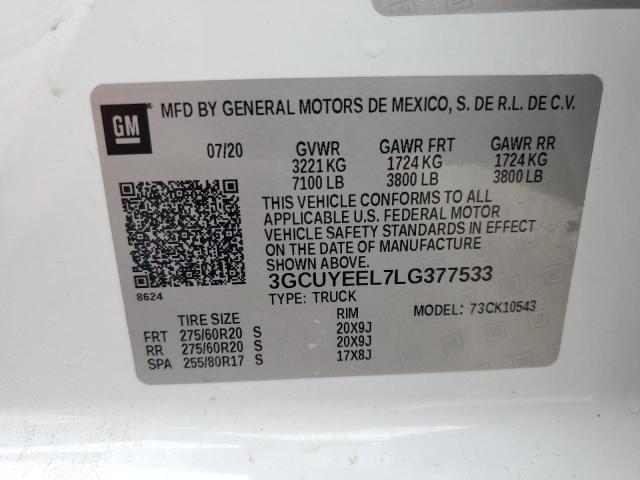 Photo 12 VIN: 3GCUYEEL7LG377533 - CHEVROLET SILVERADO 