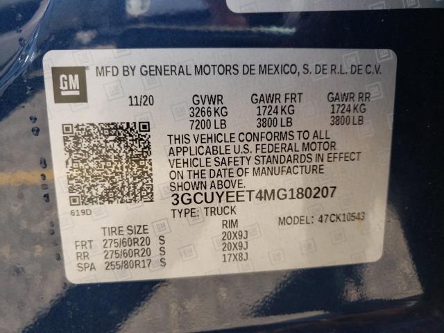 Photo 9 VIN: 3GCUYEET4MG180207 - CHEVROLET SILVERADO 