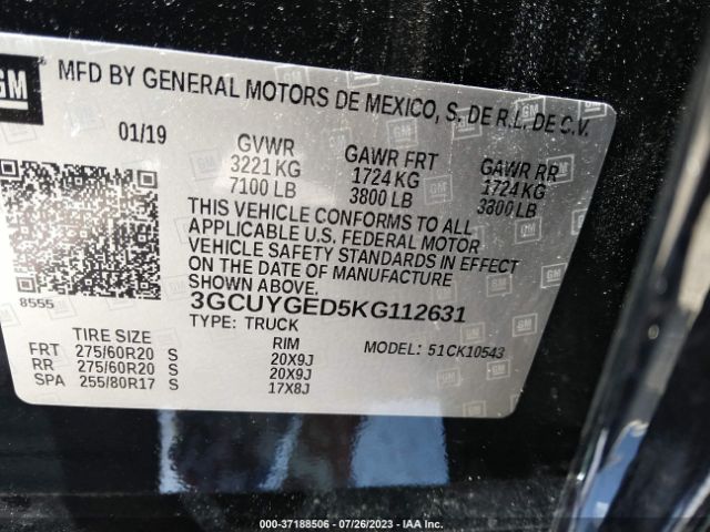 Photo 8 VIN: 3GCUYGED5KG112631 - CHEVROLET SILVERADO 1500 