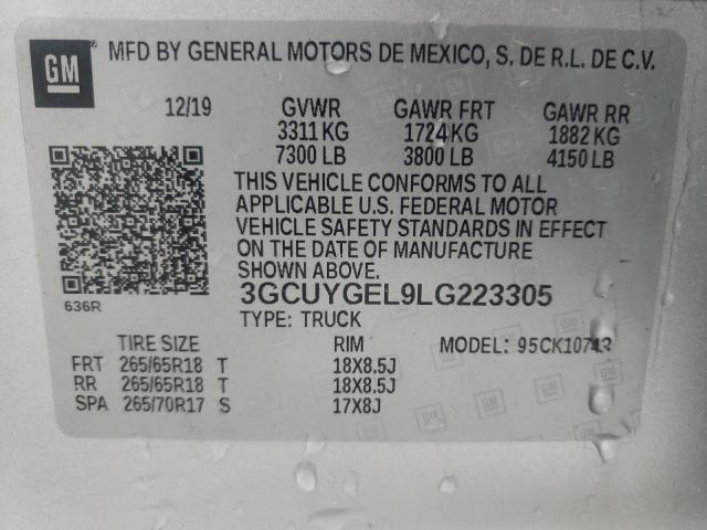 Photo 9 VIN: 3GCUYGEL9LG223305 - CHEVROLET SILVERADO 