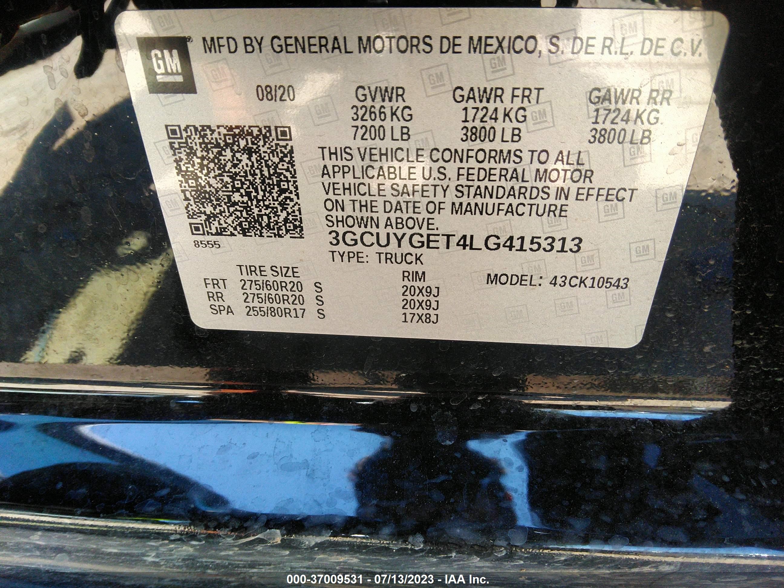 Photo 8 VIN: 3GCUYGET4LG415313 - CHEVROLET SILVERADO 