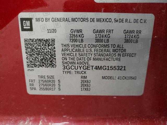 Photo 9 VIN: 3GCUYGET4MG155321 - CHEVROLET SILVERADO 