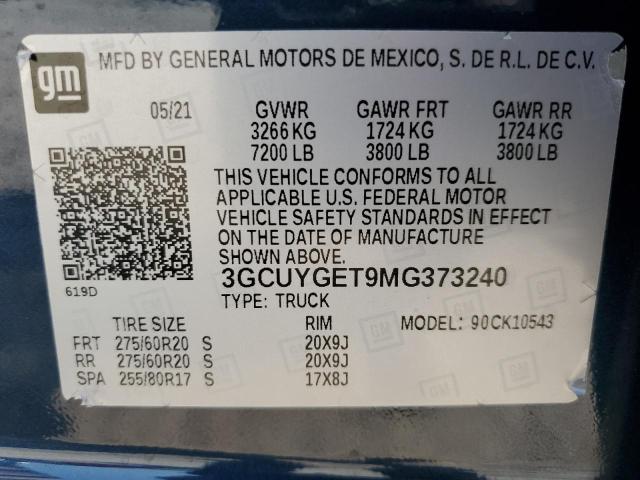 Photo 12 VIN: 3GCUYGET9MG373240 - CHEVROLET SILVERADO 