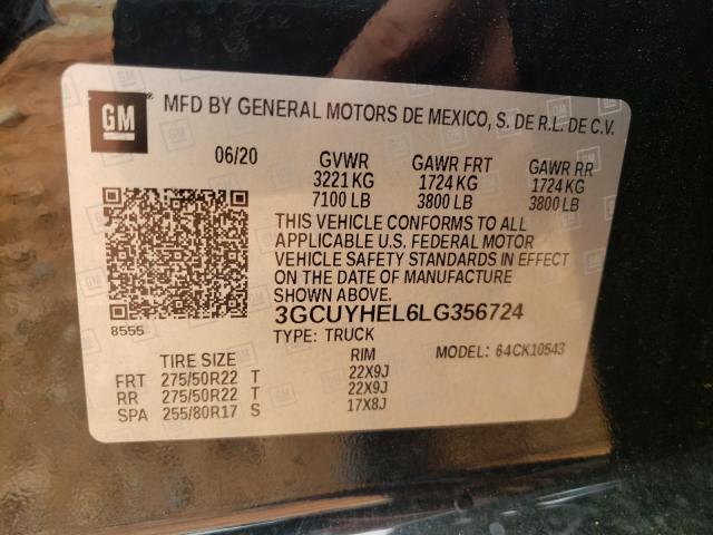 Photo 9 VIN: 3GCUYHEL6LG356724 - CHEVROLET SILVERADO 