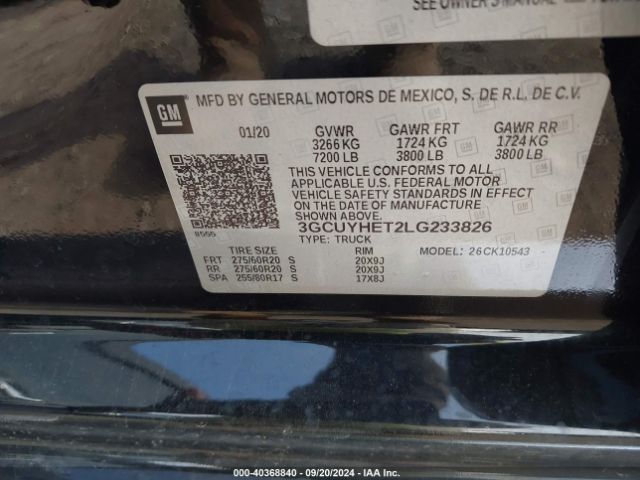 Photo 8 VIN: 3GCUYHET2LG233826 - CHEVROLET SILVERADO 