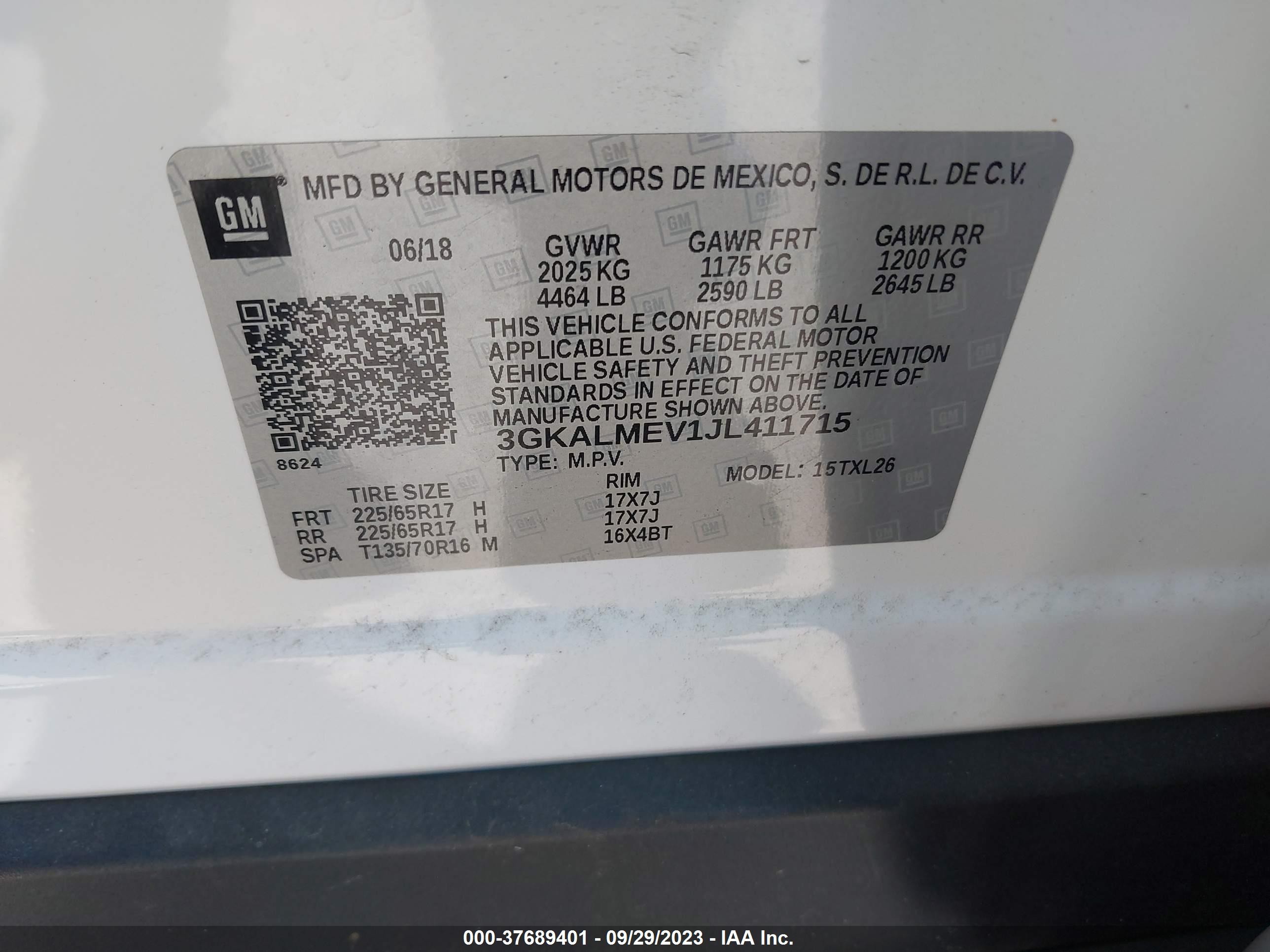 Photo 8 VIN: 3GKALMEV1JL411715 - GMC TERRAIN 