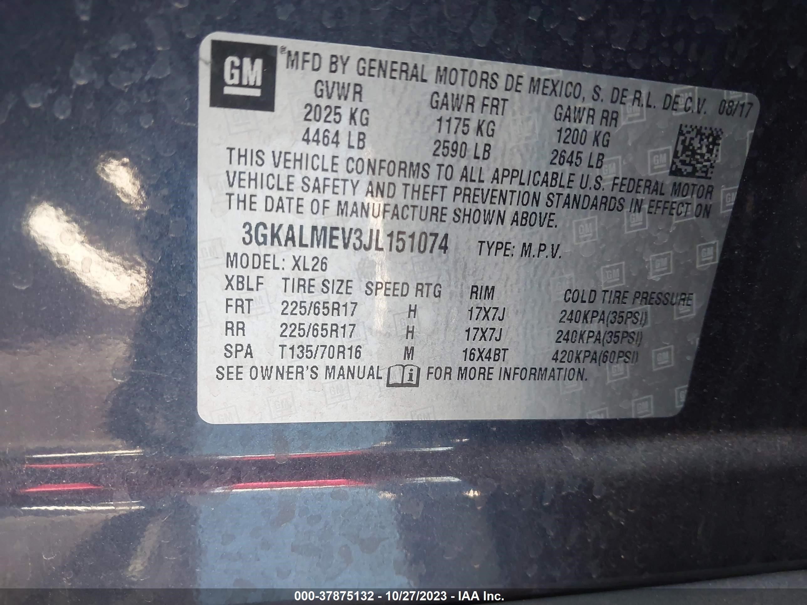 Photo 8 VIN: 3GKALMEV3JL151074 - GMC TERRAIN 