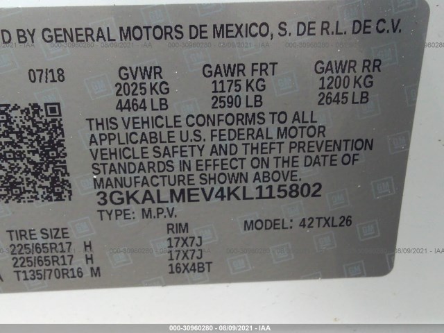 Photo 8 VIN: 3GKALMEV4KL115802 - GMC TERRAIN 