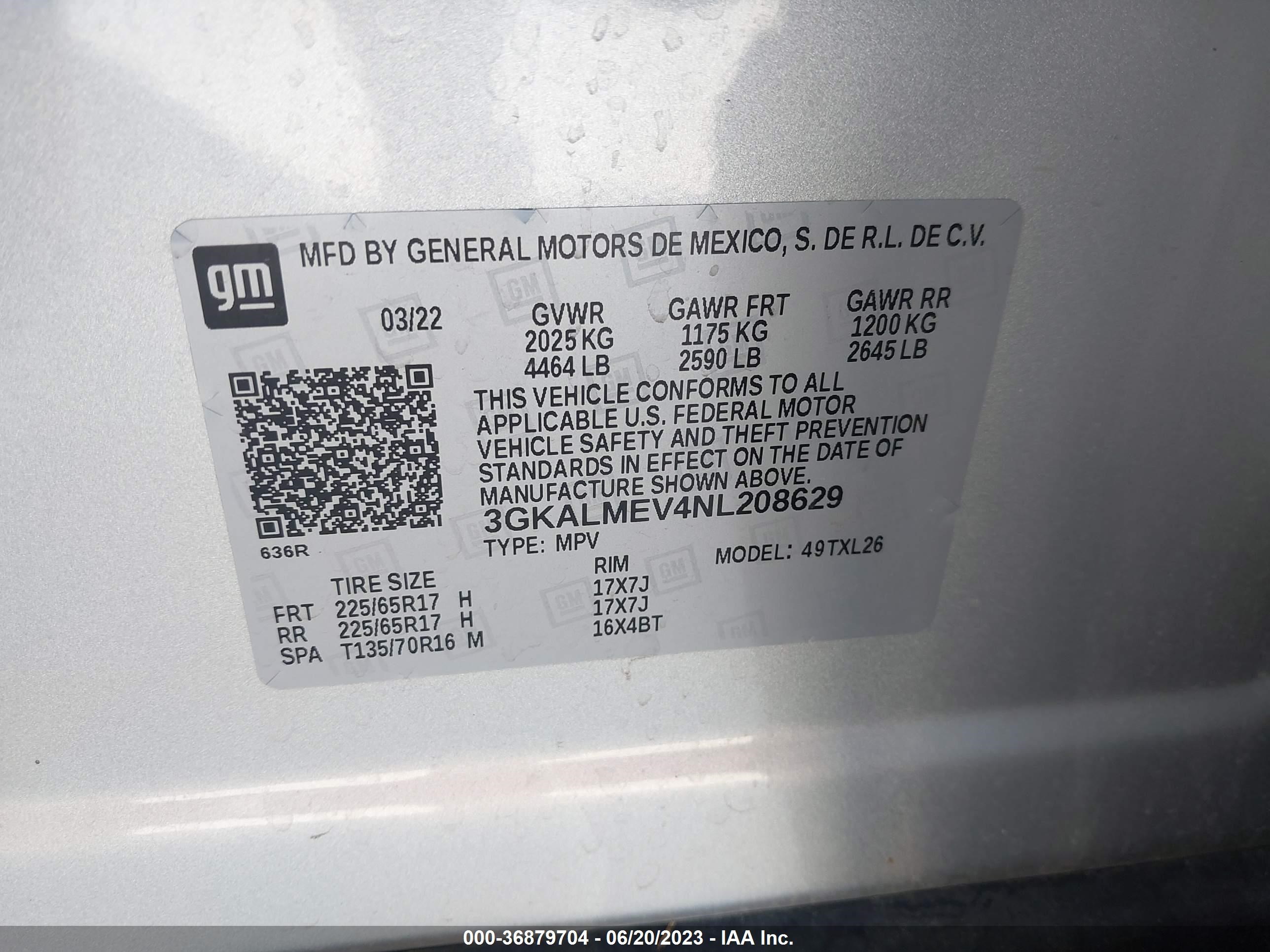 Photo 8 VIN: 3GKALMEV4NL208629 - GMC TERRAIN 