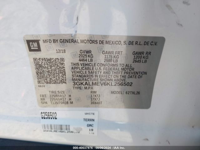 Photo 8 VIN: 3GKALMEV6KL256502 - GMC TERRAIN 