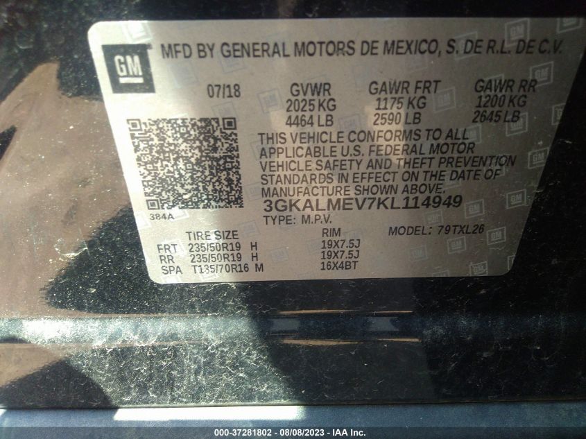 Photo 8 VIN: 3GKALMEV7KL114949 - GMC TERRAIN 