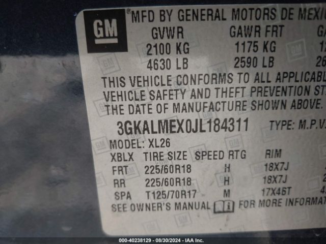 Photo 8 VIN: 3GKALMEX0JL184311 - GMC TERRAIN 